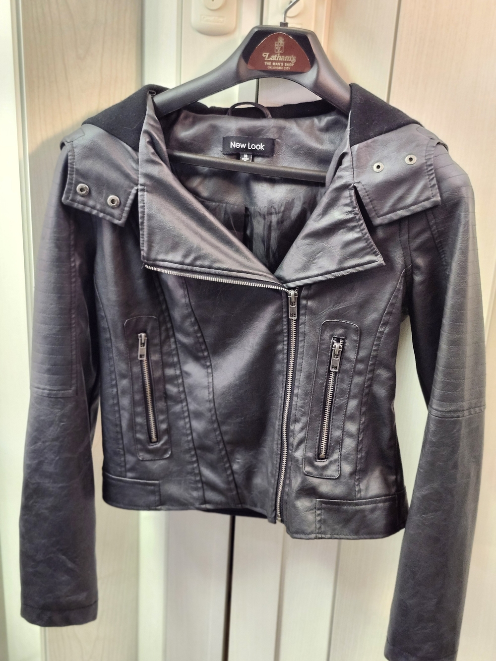 New Look Black Faux Leather Asymmetrical Biker Jacket